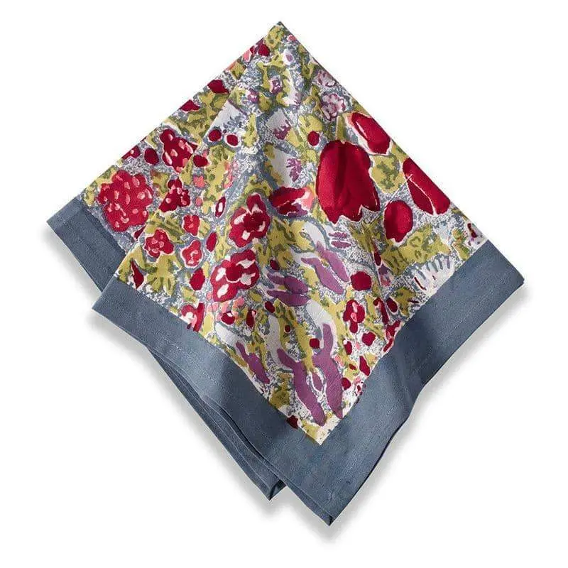 Couleur Nature Jardin Red & Grey Napkins – 19" Square Linen 1