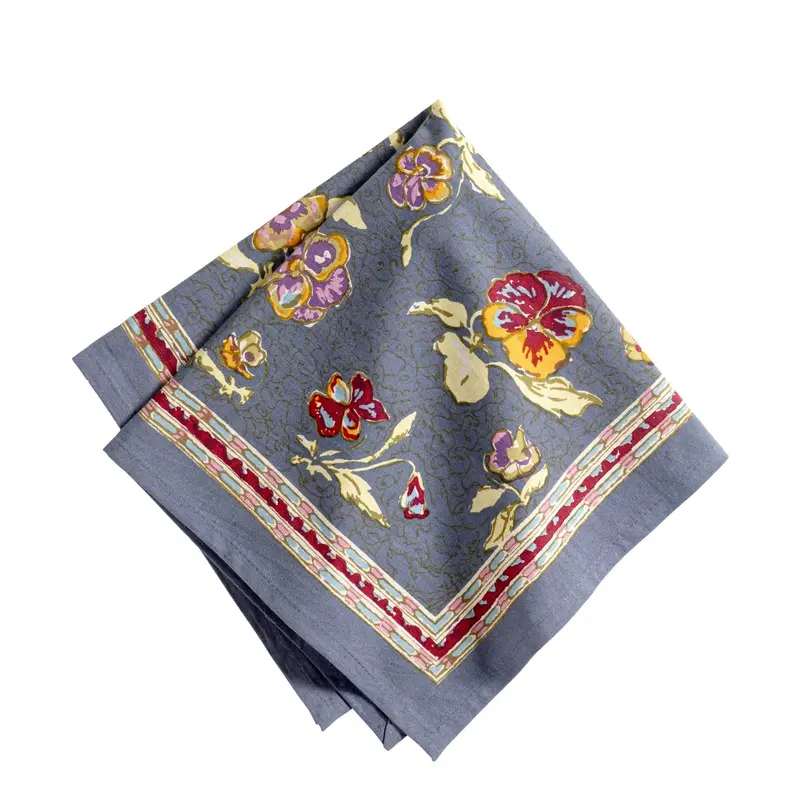 Couleur Nature Pansy Red & Grey Napkins – 19" Square Linen Set 1