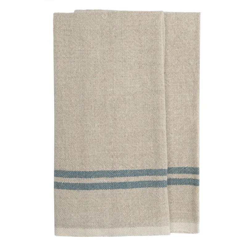 Couleur Nature Vintage-Inspired Natural & Indigo Linen Towels – Set Of 2 1