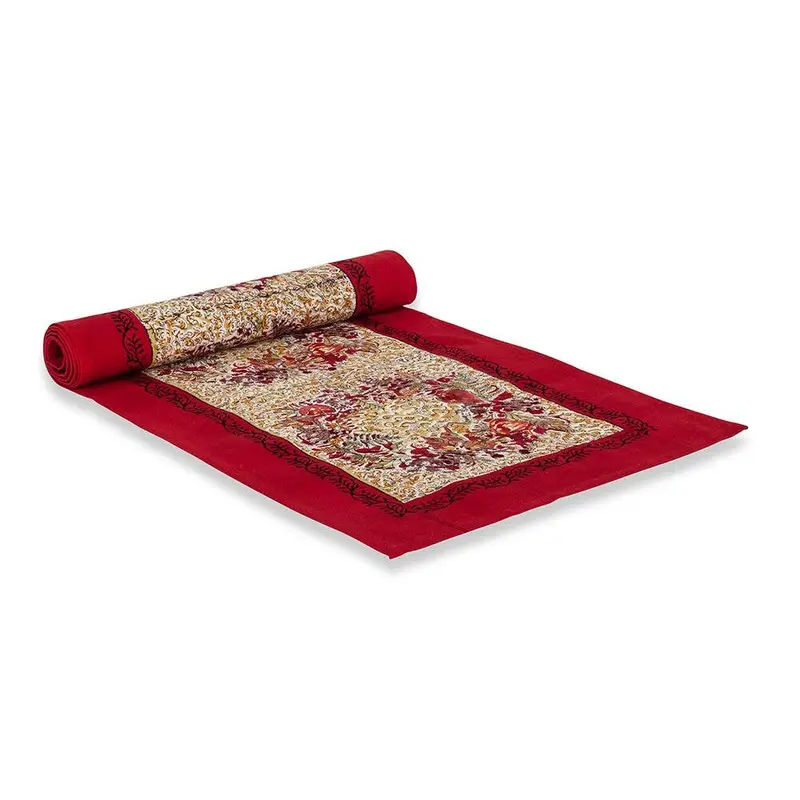 Couleur Nature Winter Garden Fabric Runner – 16×72 Inch Red & Green Table Accent 1
