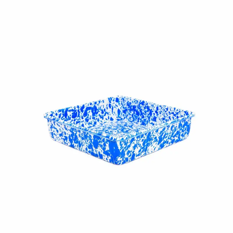 Crow Canyon Enamelware Blue Splatter Brownie Pan – Square Baking Dish 1