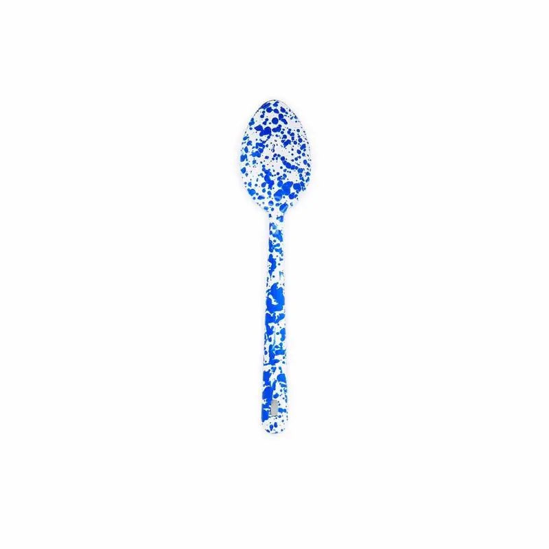 Crow Canyon Enamelware Blue Splatter Large Serving Spoon – Heavy-Duty Utensil 1