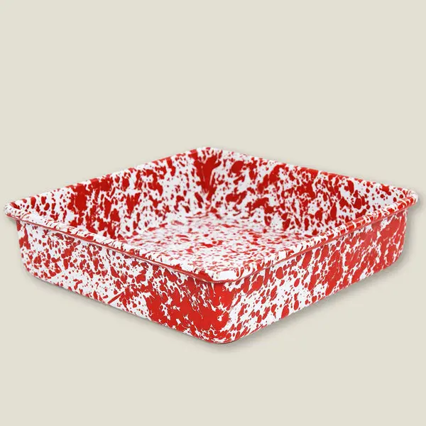 Crow Canyon Home Red Splatter Enamel Brownie Pan – Square Design 1
