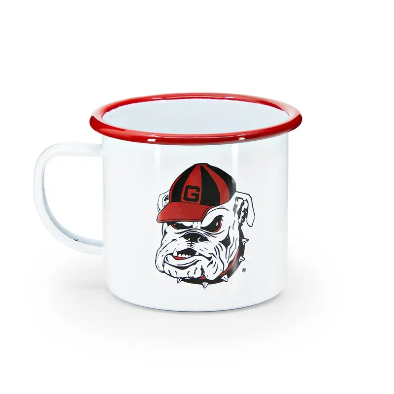 Crow Canyon Home University Of Georgia Enamel Mug – 16 Oz, Red Rim 1