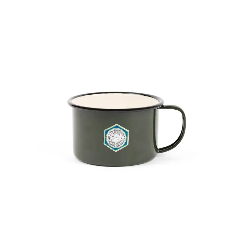 Crow Canyon Home X Camp Wandawega Enamel Soup Mug – Forest Green & Cream, Black Rim 1