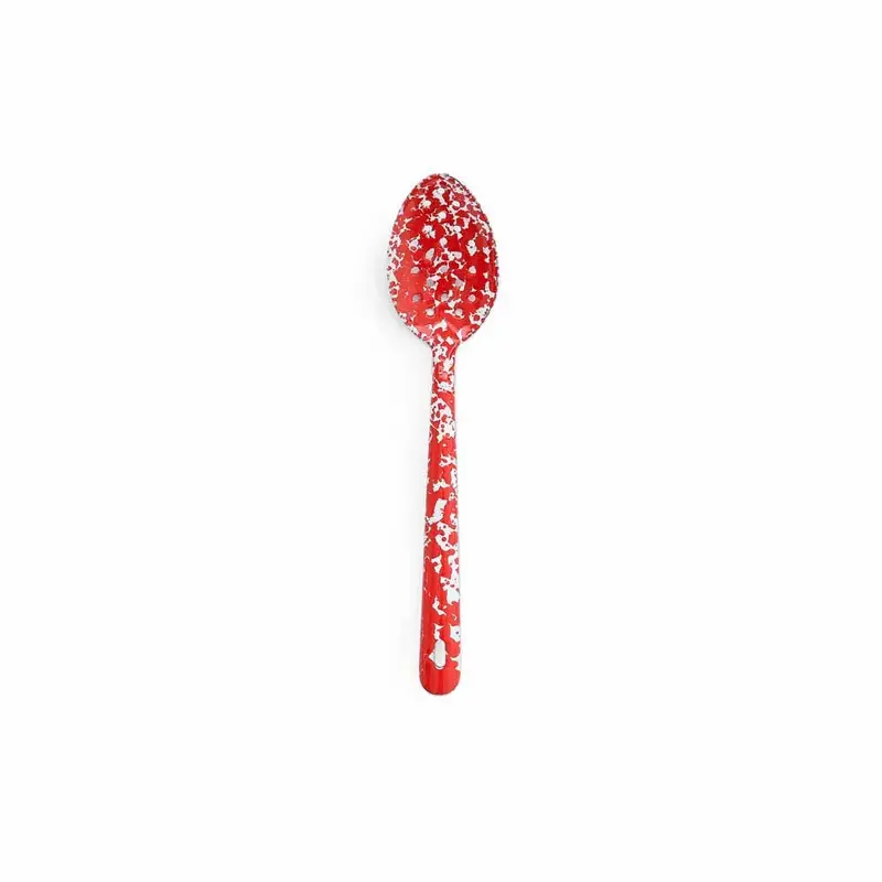 Crow Canyon Red Splatter Enamel Slotted Serving Spoon 1