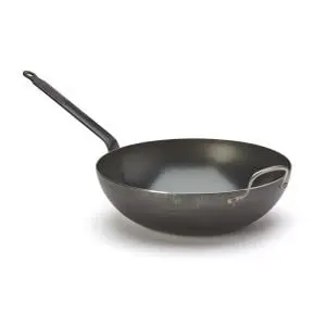 De Buyer Blue Carbon Steel Rounded Wok – With Helper Handle & Pre-Seasoned Finish 1