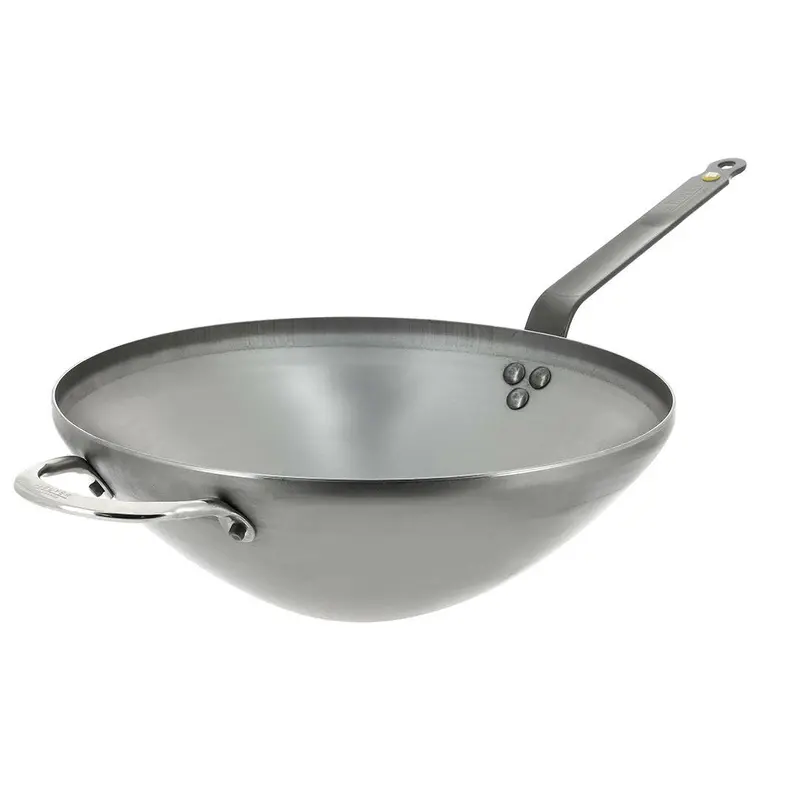 De Buyer Mineral B Carbon Steel Wok – 12.5" Traditional Round-Bottom Cooking Pan 1