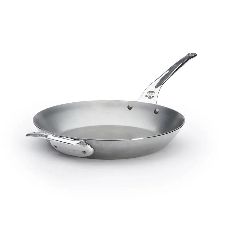 De Buyer Mineral B Pro 12.5-Inch Carbon Steel Fry Pan With Helper Handle 1