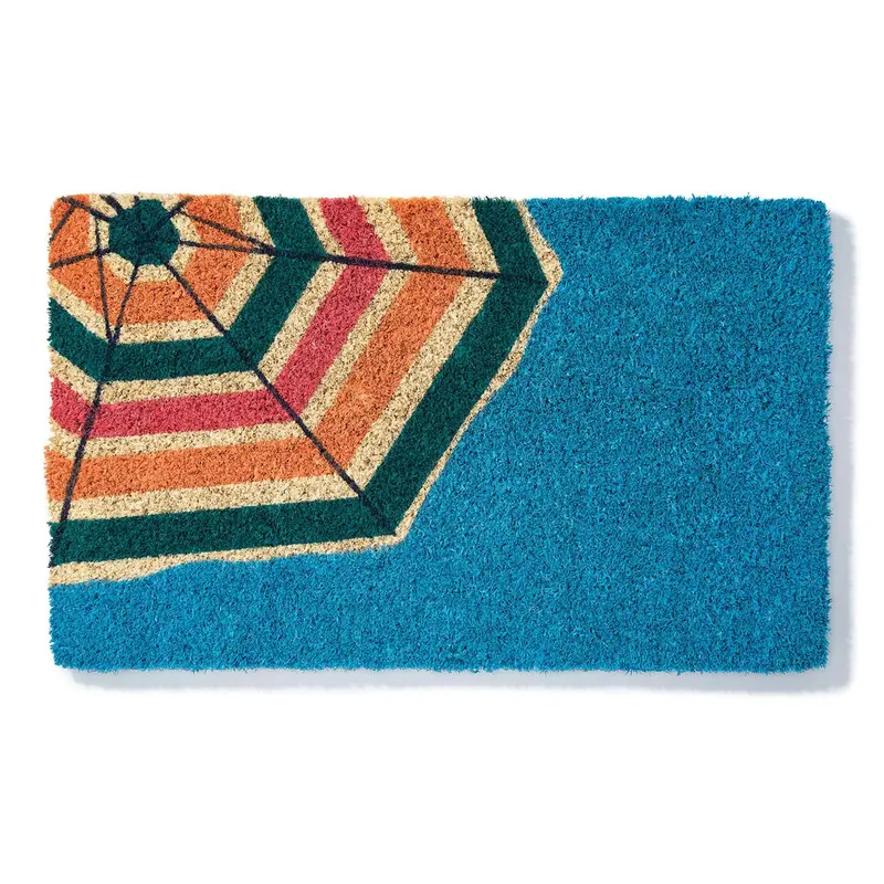 Dhome Umbrella Stripe Textured Coconut Fiber Doormat 1