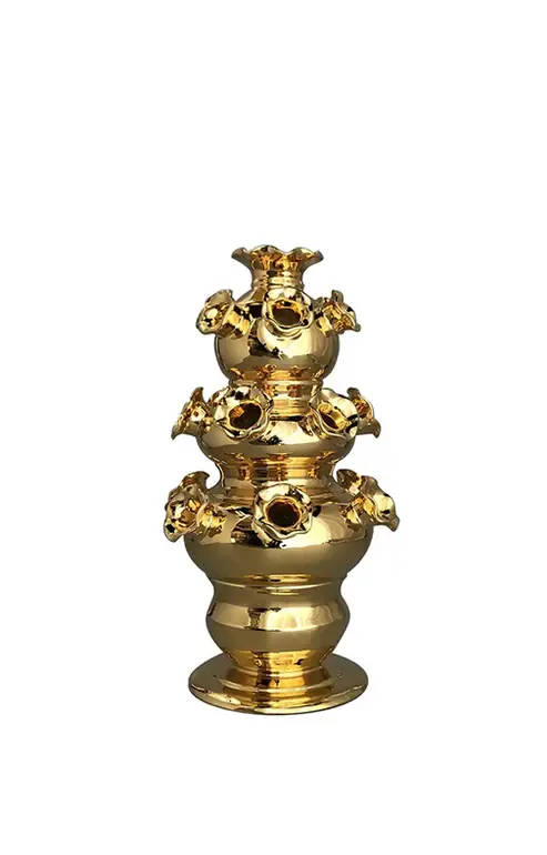 Diciannove Bocche Gold-Leafed Sculptural Vase 1
