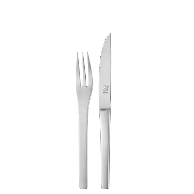 Elegant 12-Piece Steak Knife And Dinner Fork Set With Acacia Handles 1