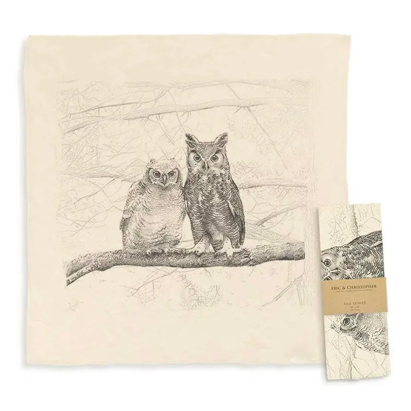 Eric & Christopher American Woodlands Owl-Themed Tea Towel 1