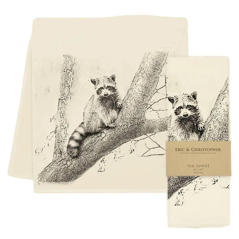 Eric & Christopher American Woodlands Raccoon Tea Towel – Nature-Inspired Collective Series 1