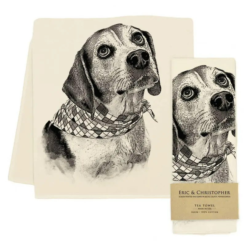Eric & Christopher Beagle Breed Art Tea Towel 1