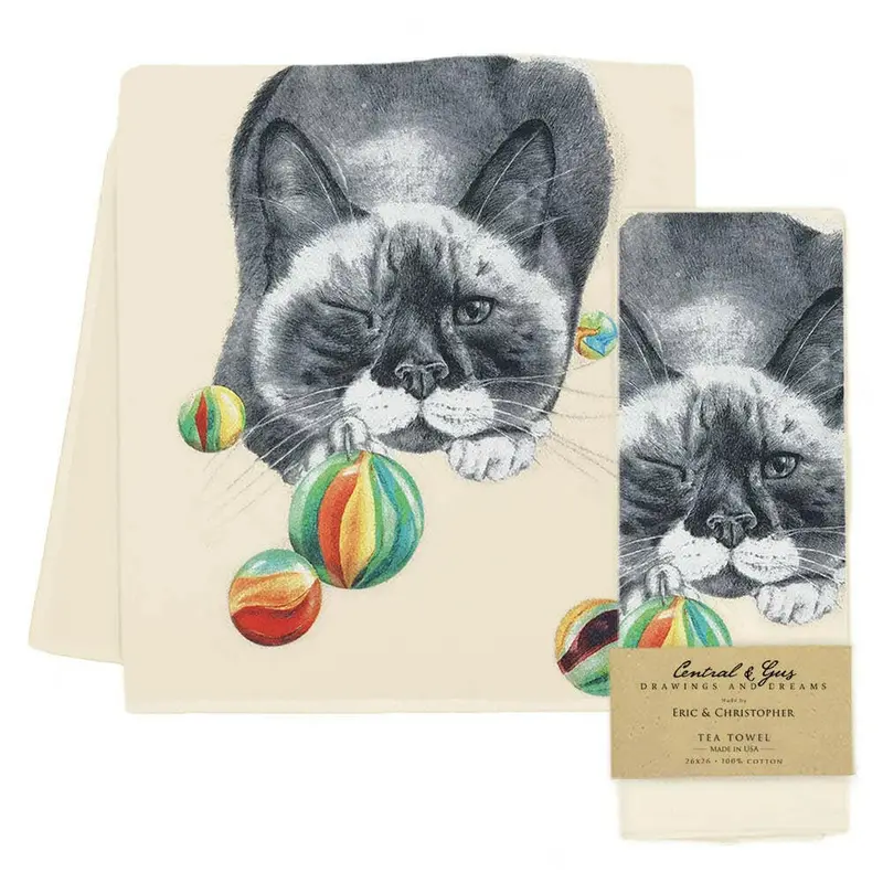 Eric & Christopher Brutus Bangor Cat Tea Towel – Humorous Feline Design 1