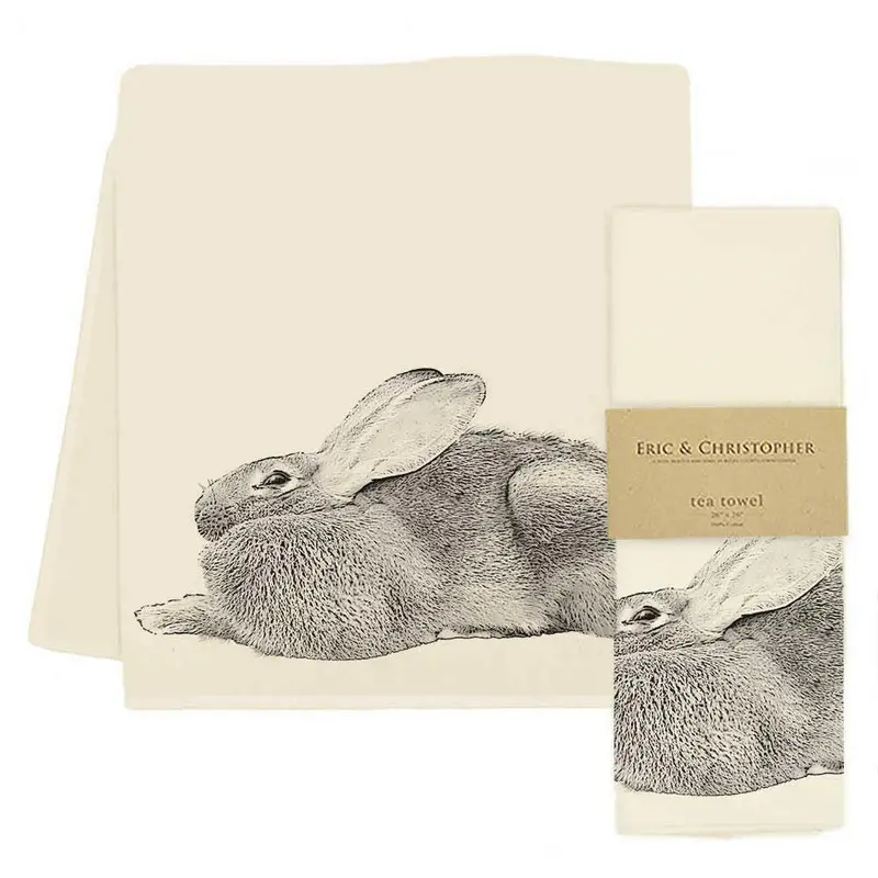 Eric & Christopher Bunny Five Artistic Linen Tea Towel 1