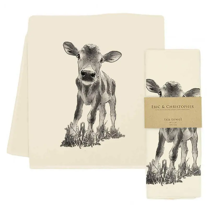 Eric & Christopher Cowboy Baby Cow Themed Tea Towel 1