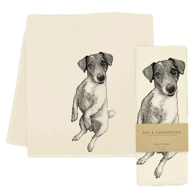 Eric & Christopher Jack Russell Terrier Themed Tea Towel 1