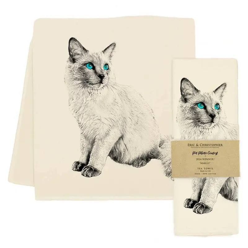 Eric & Christopher Marco The Cat Tea Towel – Expressive Feline Character Art 1