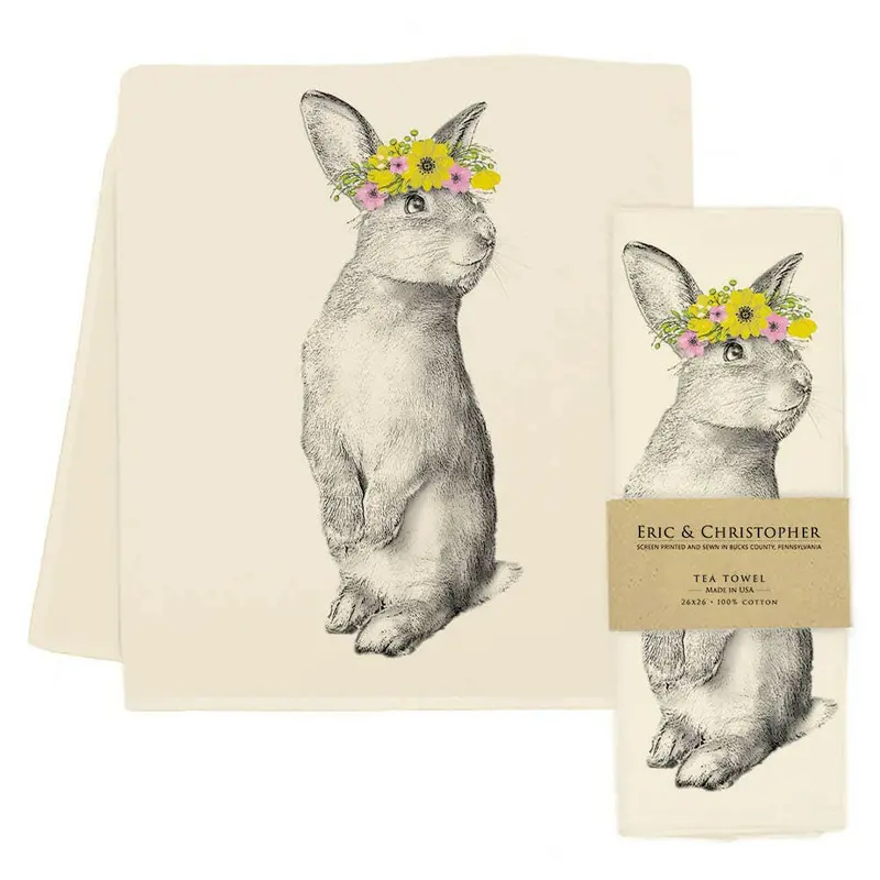 Eric & Christopher Peaches The Bunny Art Tea Towel 1
