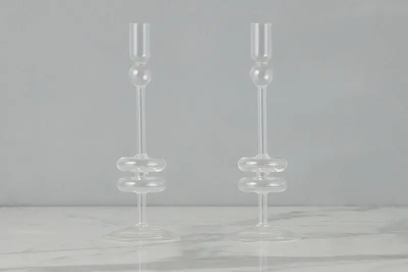 Etú Home Clear Glass Medium Candlestick Pair 1