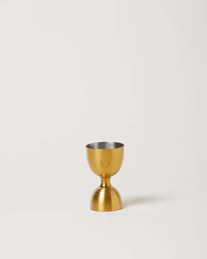 Farmhouse Pottery Essex Cocktail Jigger With Brushed Gold Finish 1