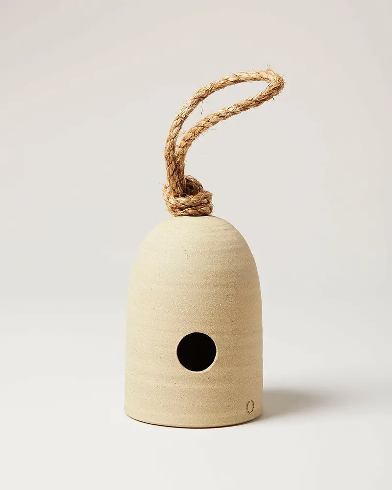 Farmhouse Pottery Fieldstone Hanging Bird Shelter – Rustic Ceramic 1
