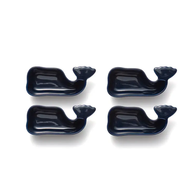 Fox Run Nantucket Whale Condiment Cups – Set Of 4 Ceramic Serving Dishes In Blue 1