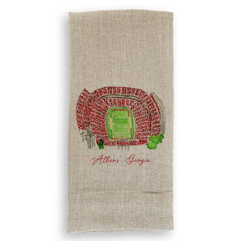 French Graffiti Sanford Stadium Guest Towel – Natural Linen Texture 1