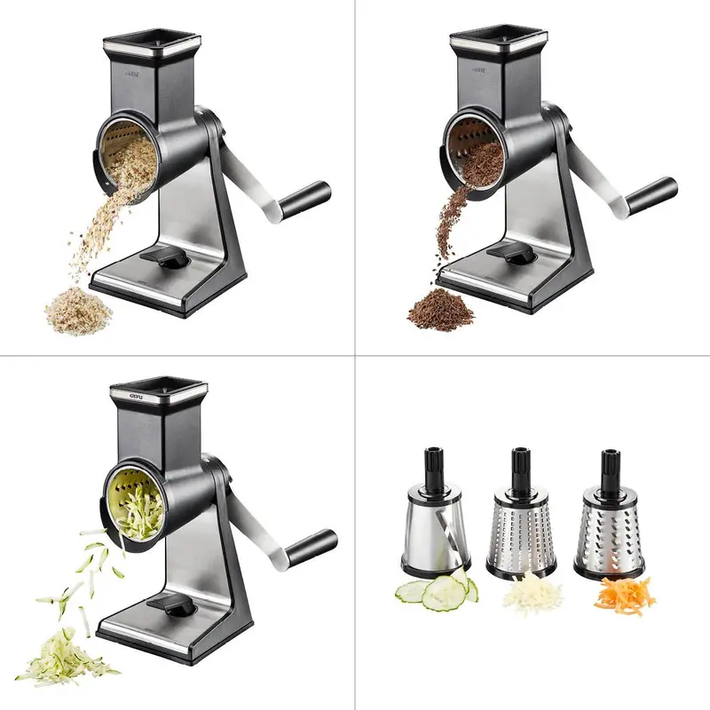Gefu Rotary Grater With Triple Drum – Adjustable Stainless Steel Grater 1