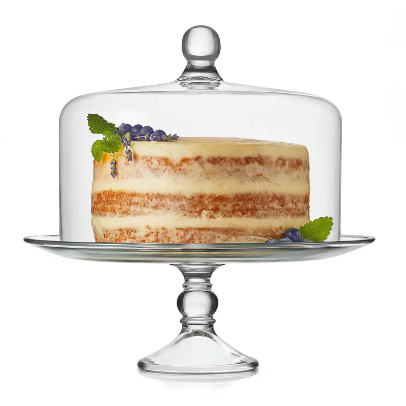 Glass Cake Stand With Clear Dome Lid 1