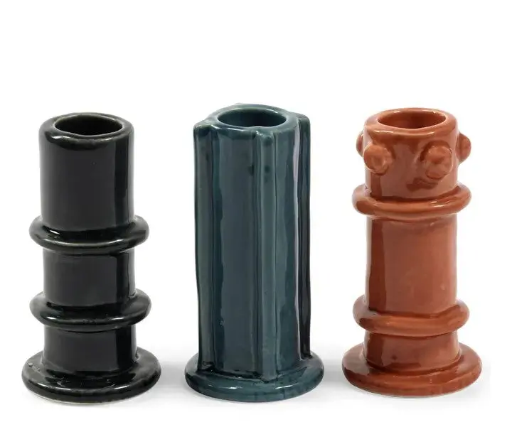 Glazed Molly Multi-Size Candle Holder Set – Three Pieces 1