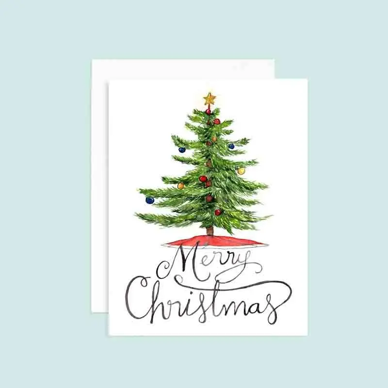 Grace Langdon Art Merry Christmas Tree Greeting Card 1