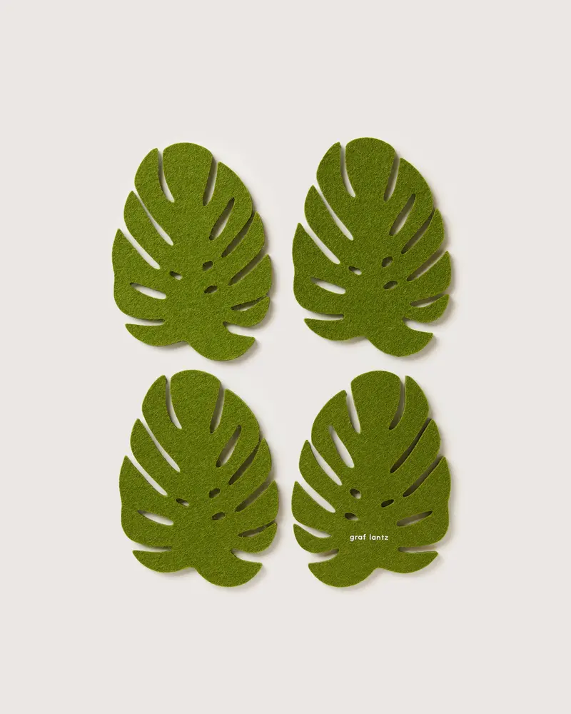 Graf Lantz Monstera Design Merino Wool Coaster Set 1