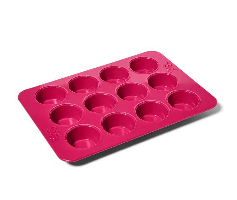 Great Jones Stud Muffin Tin – Raspberry-Colored Nonstick Baking Pan 1