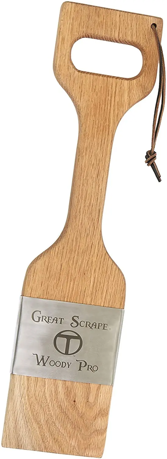 Great Scrape Woody Pro – Ergonomic Stainless Steel Grill Scraper 1