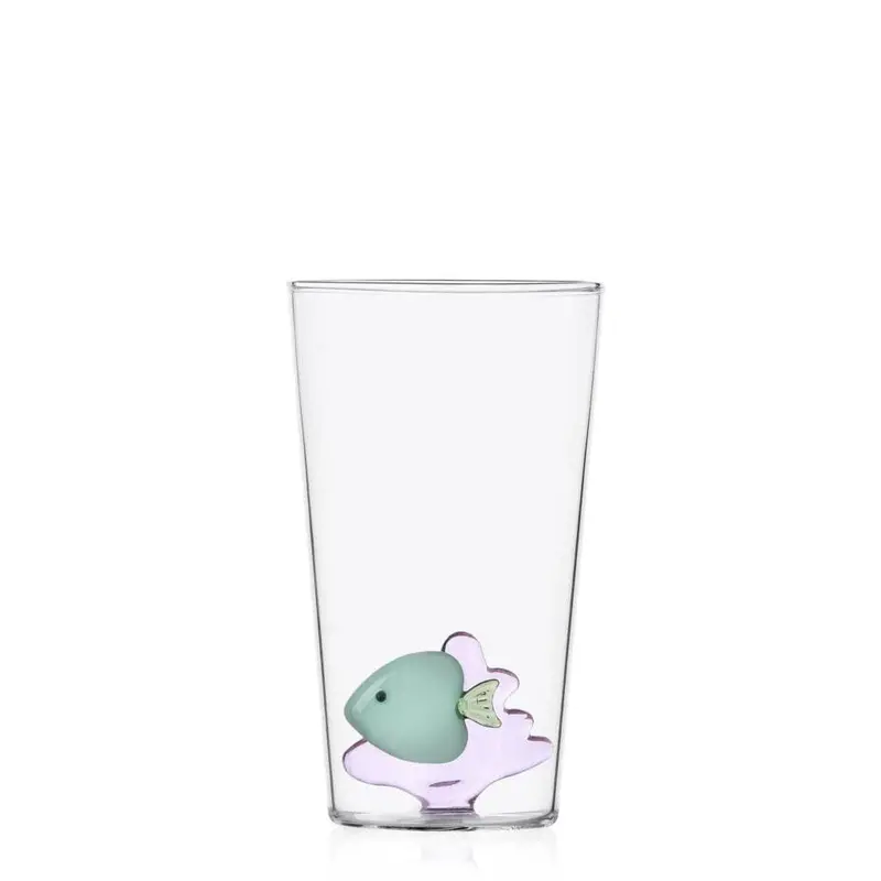 Green Fish & Pink Seaweed Long Drink Glass 1