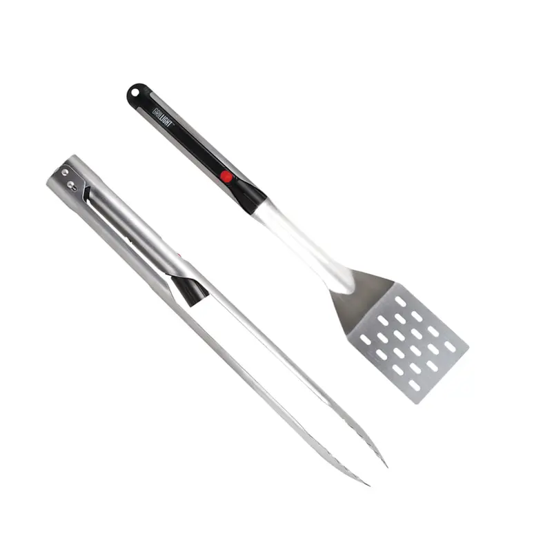 Grillight 2-Piece Bbq Tool Set: Stainless Steel Spatula And Tongs 1