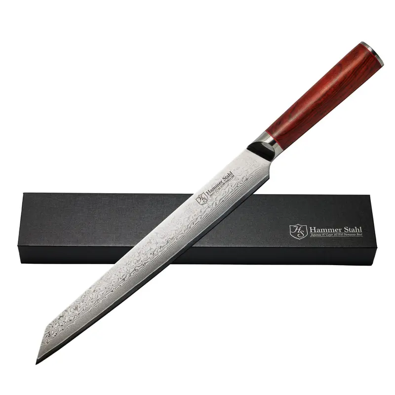 Hammer Stahl Damascus 10-Inch Slicer – Hand-Honed Edge With Decorative Blade Pattern 1