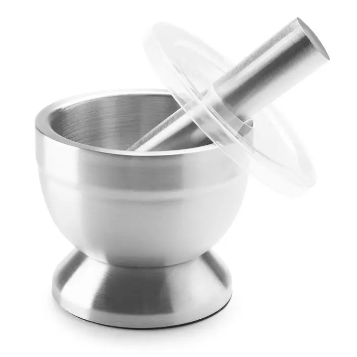 Harold Imports Stainless Steel Mortar And Pestle With Lid For Grinding Spices & Herbs 1