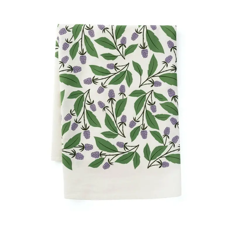 Hazelmade Blackberries Print Organic Cotton Tea Towel 1