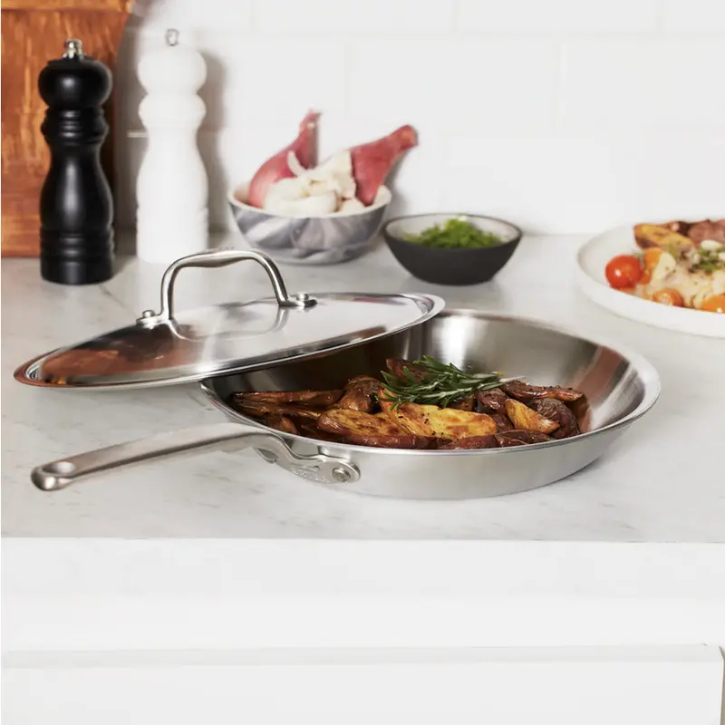 Heritage Steel 10.5-Inch Stainless Steel Fry Pan With Tempered Glass Lid 1