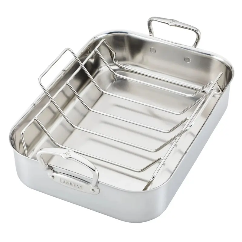 Hestan Provisions 14.5-Inch Classic Clad Roasting Pan With Rack 1