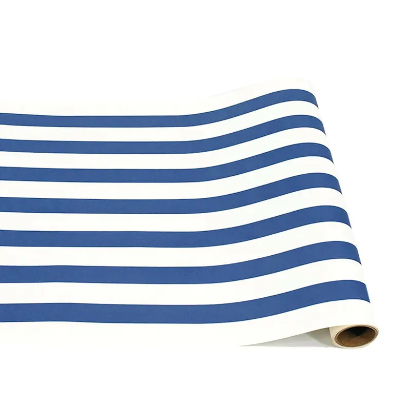 Hester & Cook Classic Stripe Runner – Navy Blue Linen Table Runner 1