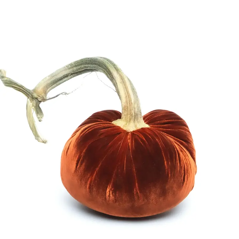 Hot Skwash 5-Inch Fire Red Silk Velvet Pumpkin Tabletop Piece 1