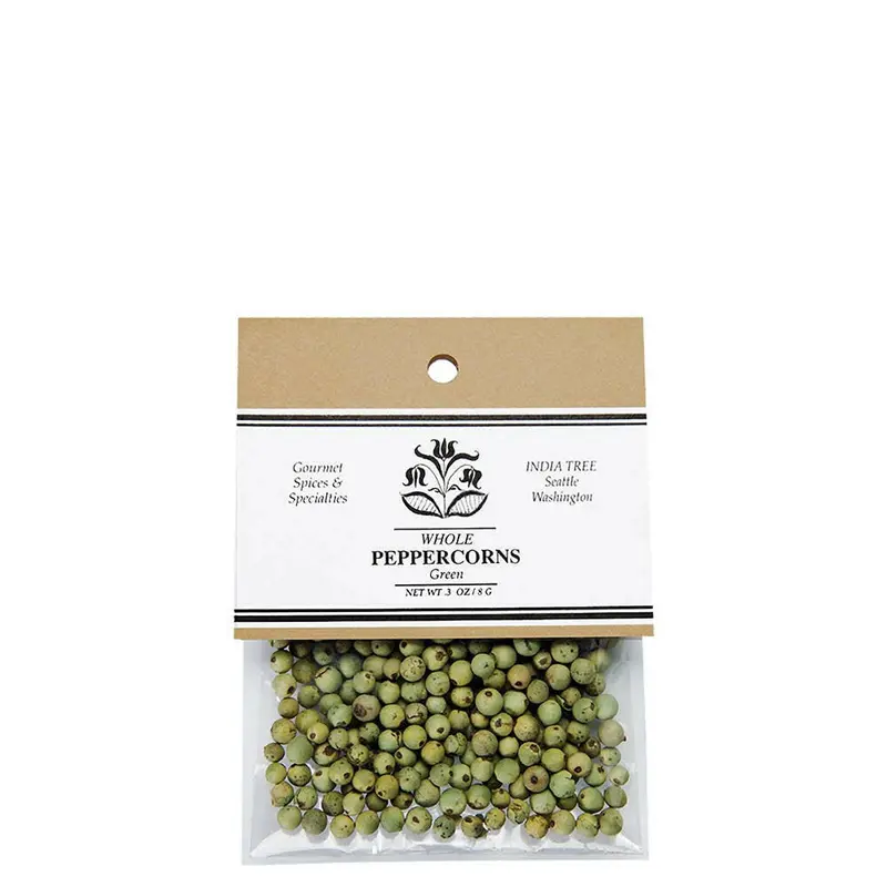India Tree Green Peppercorns – 0.3 Oz Brined Whole Spice 1
