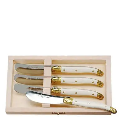 Jean Dubost 4-Piece Spreader Set With Ivory Handles In Wooden Box, By The French Farm 1