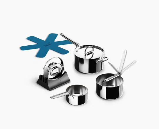 Joseph Joseph Space Steel 6-Piece Folding-Handle Saucepan Set 1