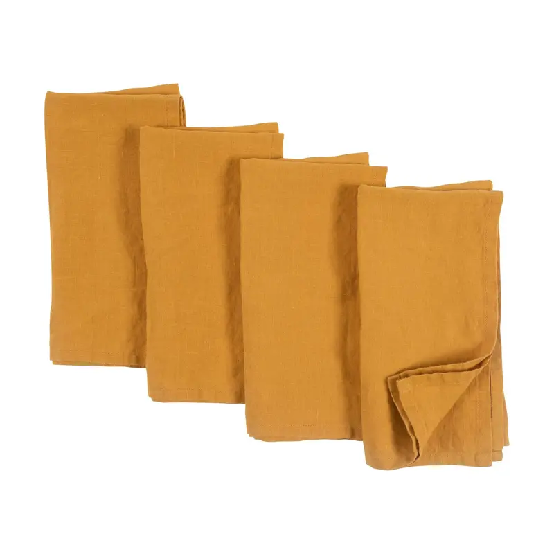 Kaf Home 100% Stone-Washed Linen Napkins – Soft, Textured Table Linens In Natural Finish 1
